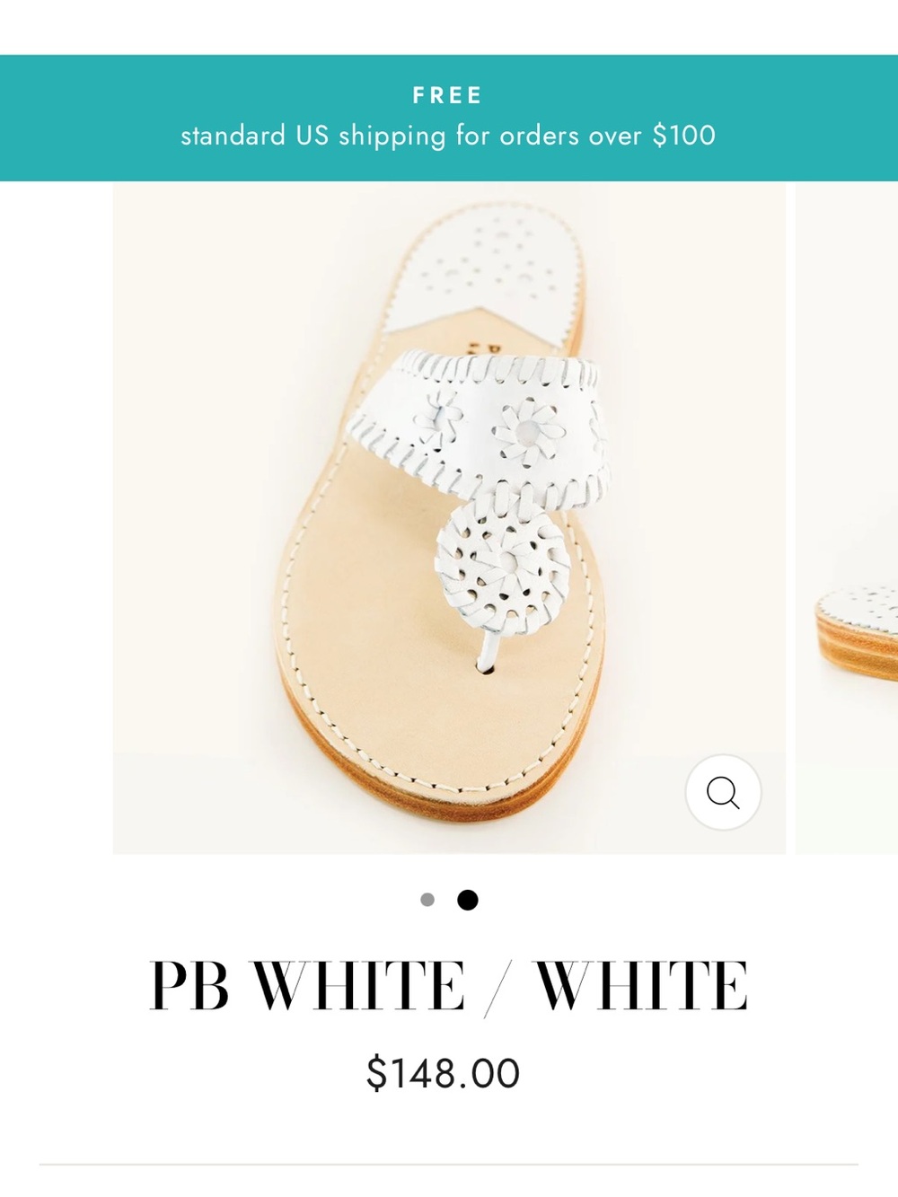 Palm Beach Sandals White Leather Thong Sandal
